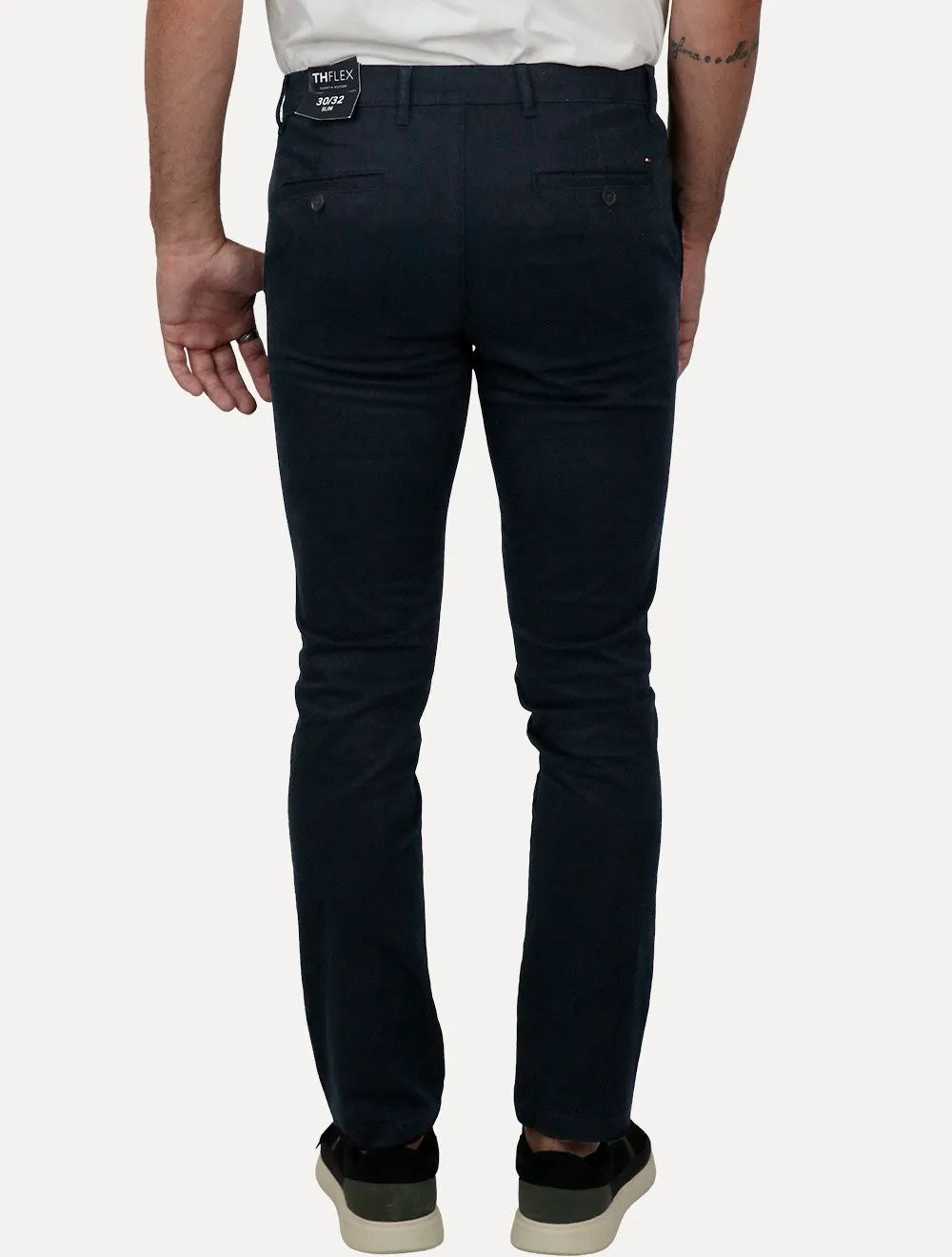 Calça Tommy Hilfiger Masculina Slim Bleeker THFlex Chino Stretch Azul Marinho