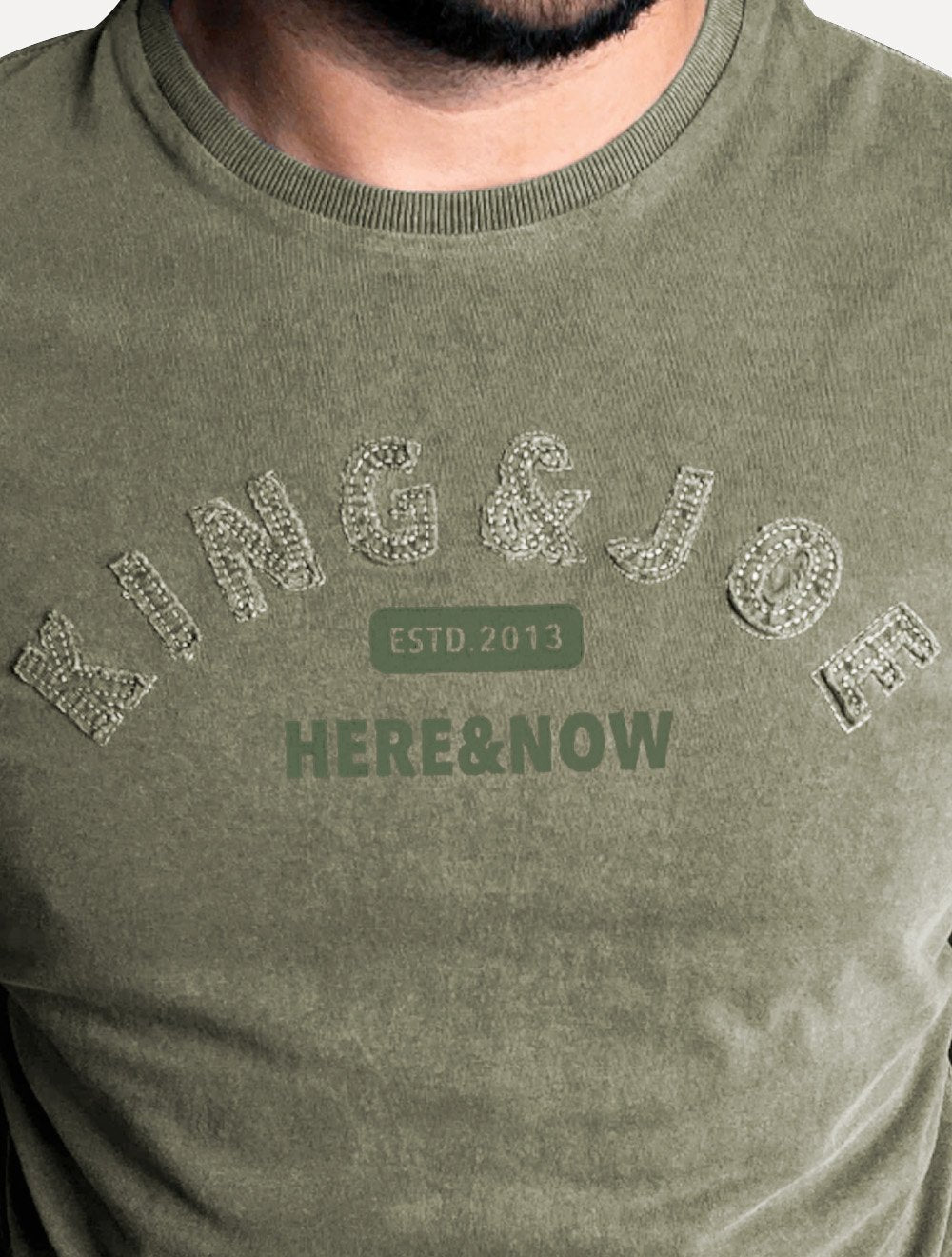 Camiseta King & Joe Masculina Estonada Bordado Estd 2013 Verde