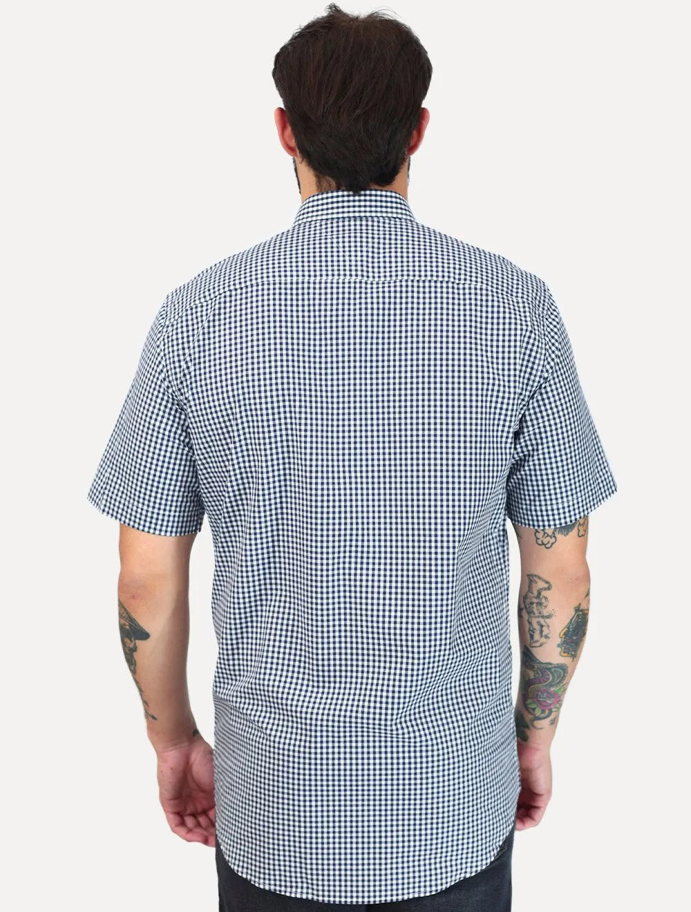 Camisa Tommy Hilfiger Masculina Manga Curta Pocket Gingham Preta