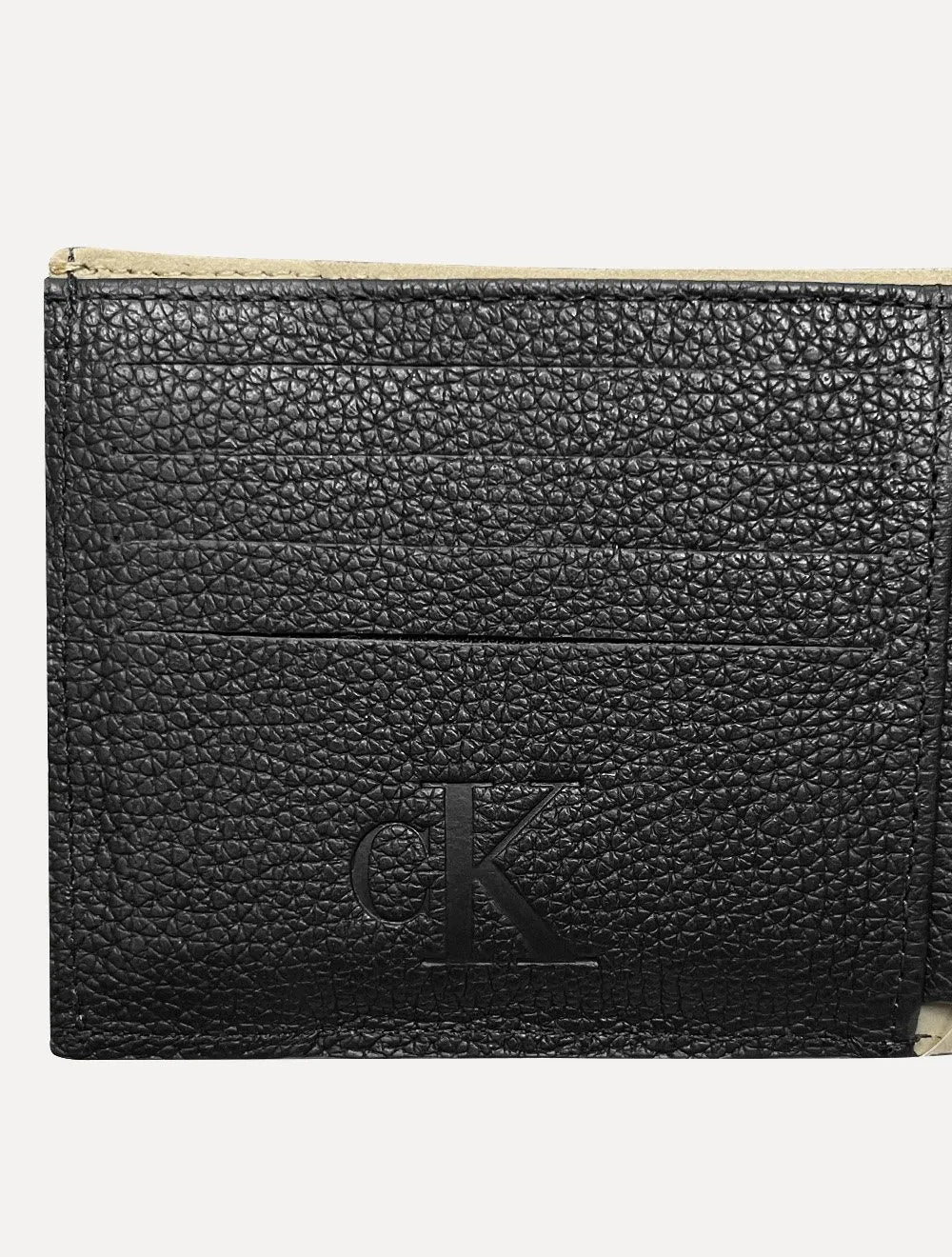 Carteira Calvin Klein Jeans Porta Cartão Logo Baixo Relevo Cáqui Claro