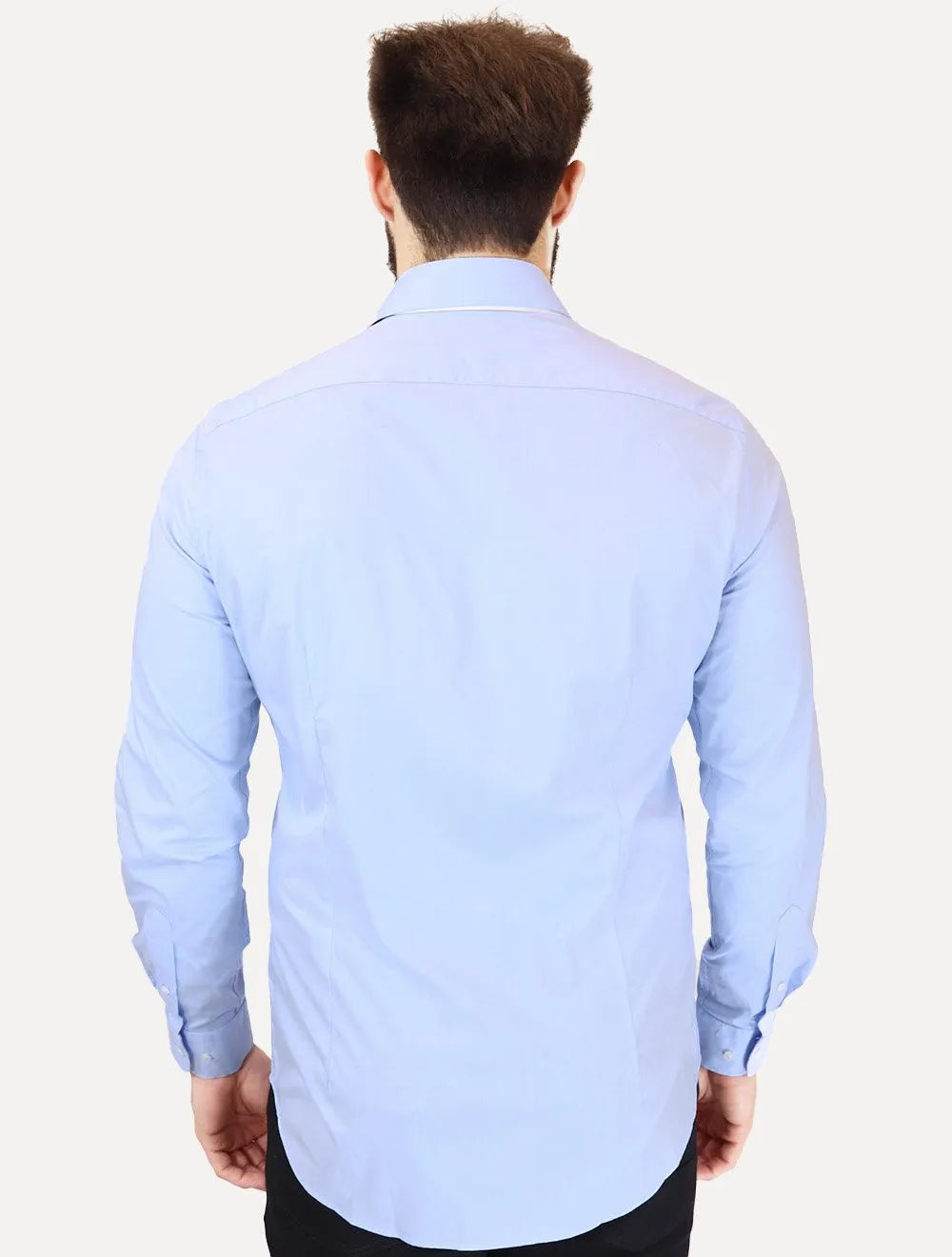 Camisa Tommy Hilfiger Masculina Slim THFlex Poplin Azul Claro