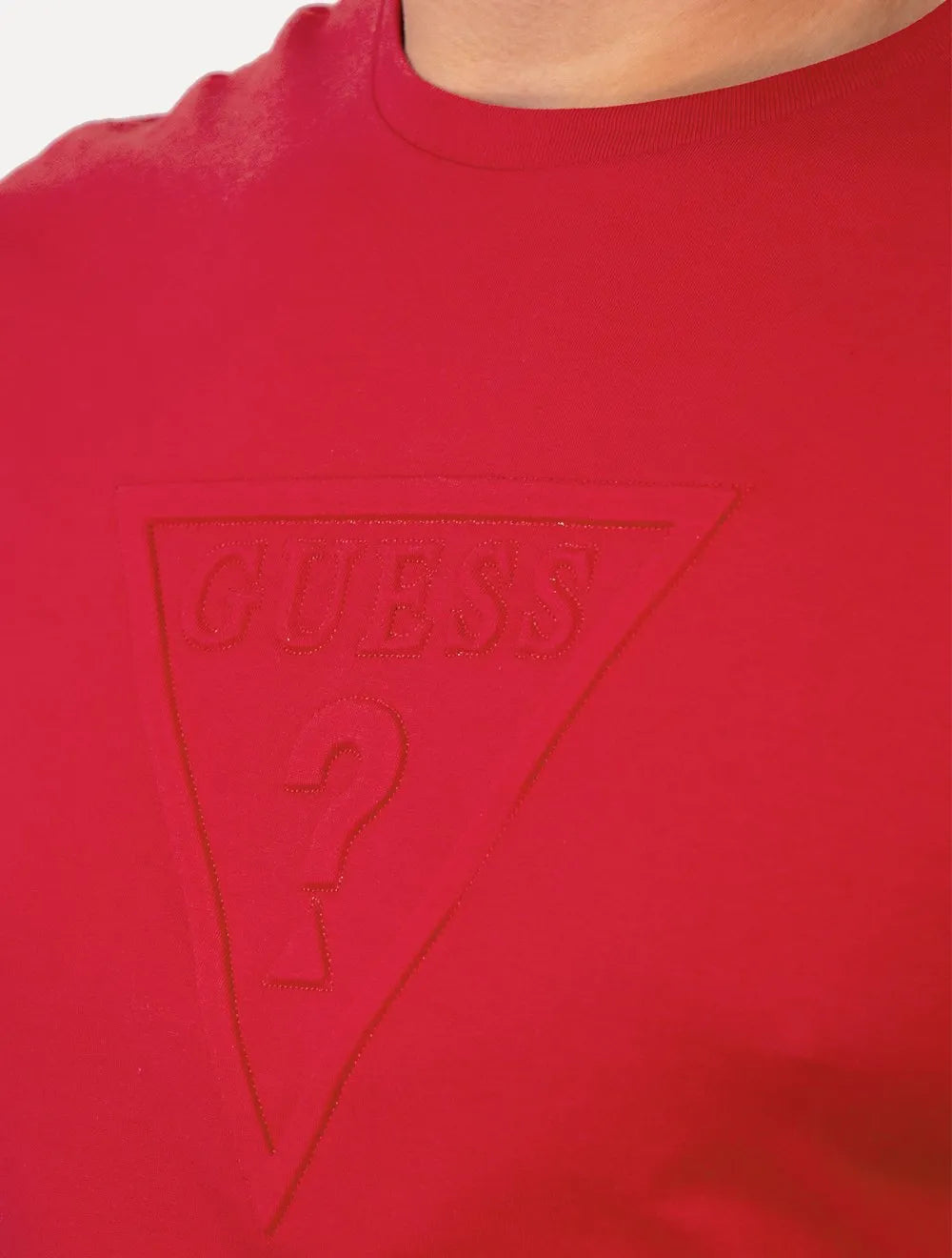 Camiseta Guess Masculina Embossed Logo Vermelha