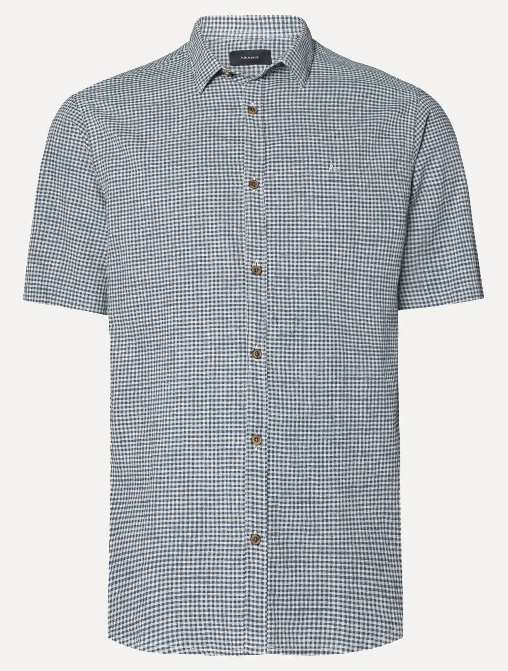 Camisa Aramis Masculina Manga Curta Regular Mini Xadrez Azul/Cinza