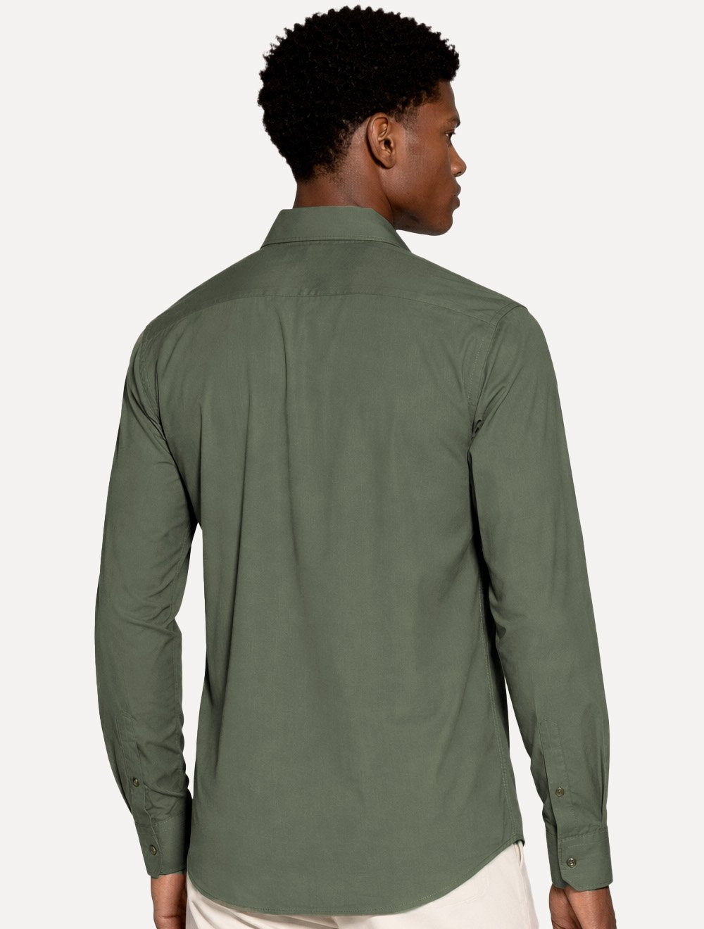 Camisa Aramis Masculina Slim Stretch Poliviscose de Bambu Verde Militar