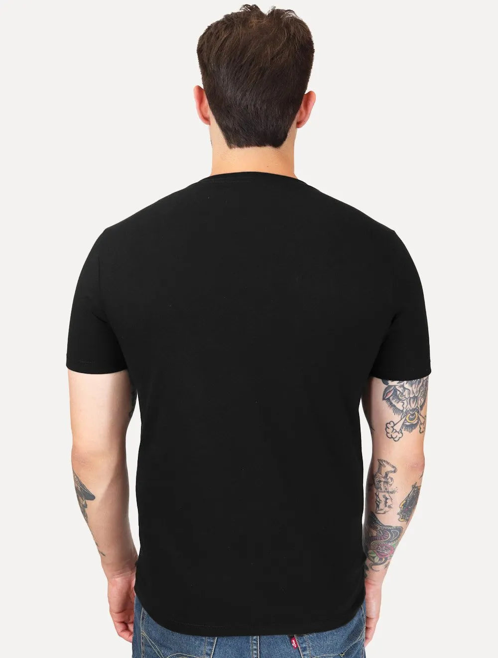 Camiseta Guess Masculina Signature Logo Triangle Preta