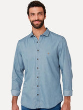 Camisa Dudalina Masculina Milano Essentials Lisa Azul Jeans