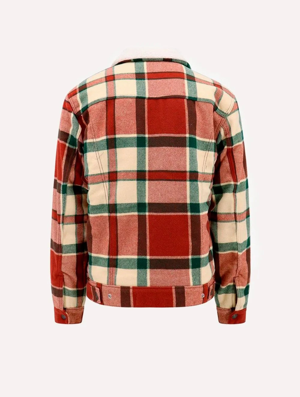 Jaqueta Levis Jeans Masculina Trucker Xadrez Tipo III Sherpa Cáqui Marrom