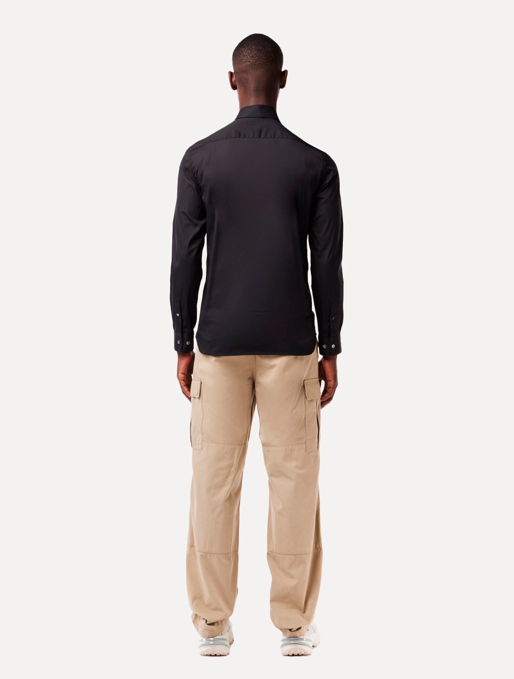 Camisa Lacoste Masculina Slim Fit Clássica All Black Preta