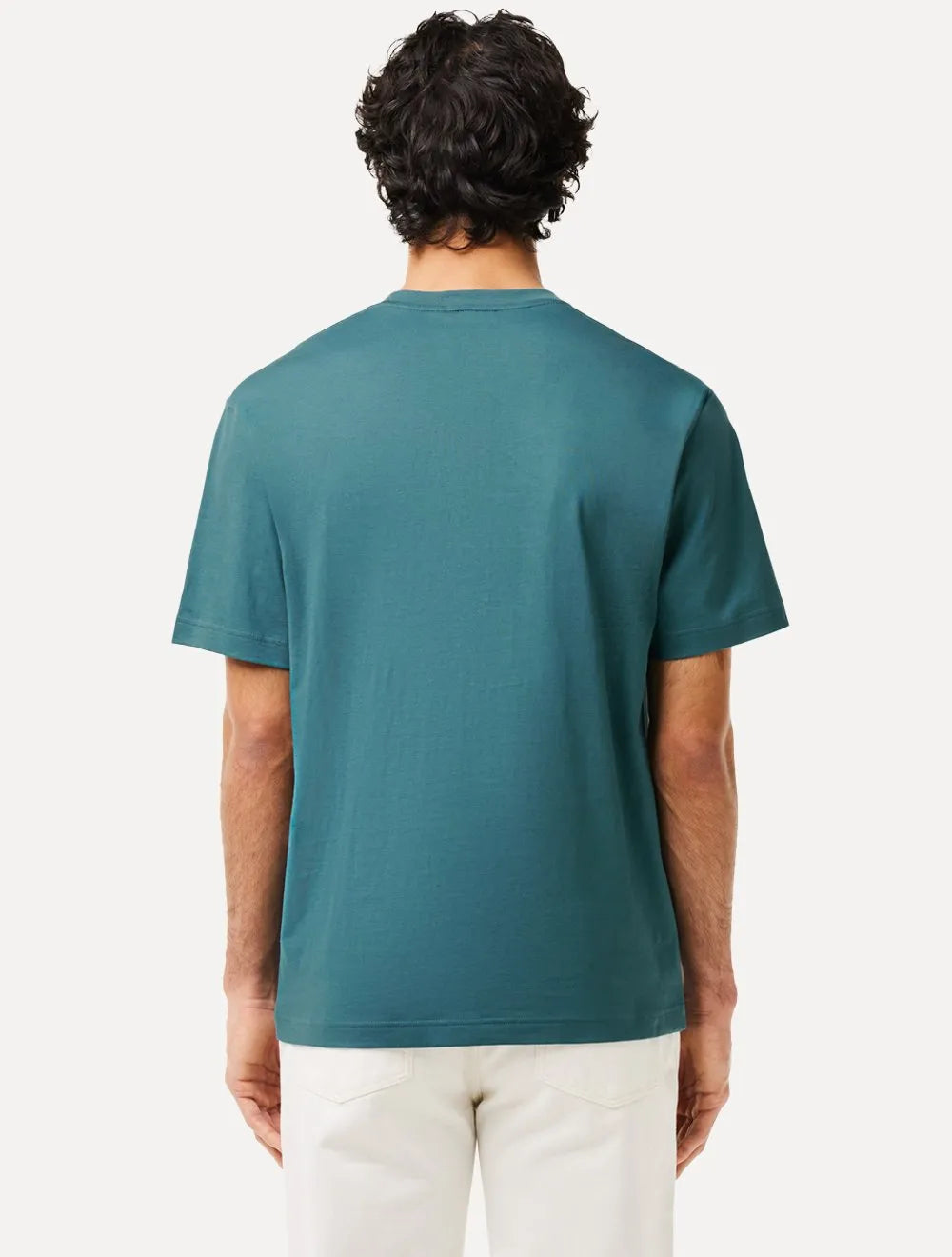 Camiseta Lacoste Masculina Jersey Print Logo Azul Turquesa