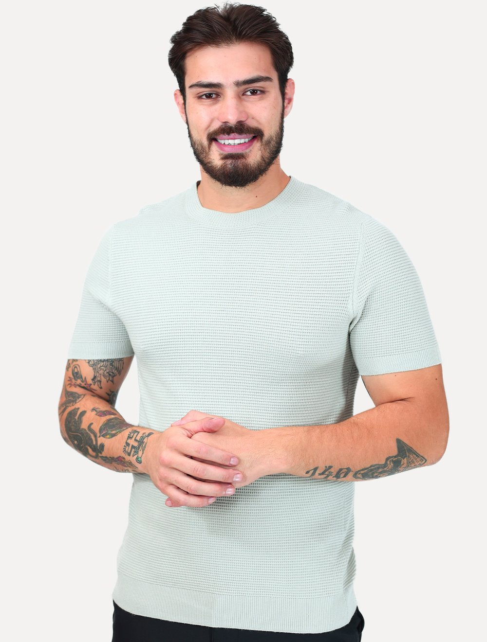 Tricô Dixen Manga Curta Gola Careca Cinza