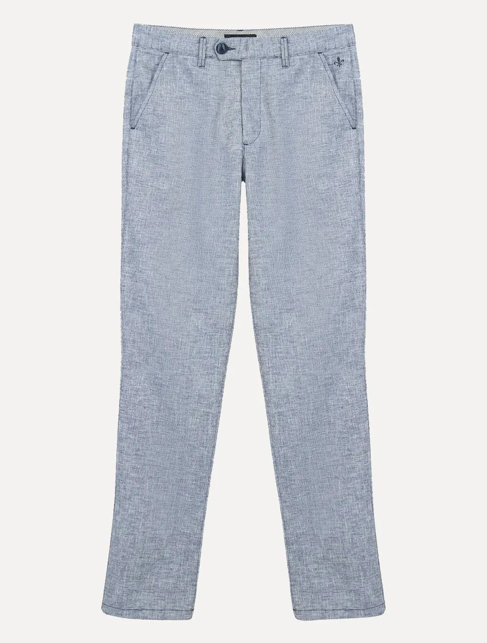 Calça Dudalina Masculina Chino Slim Maquinetada Azul Mescla