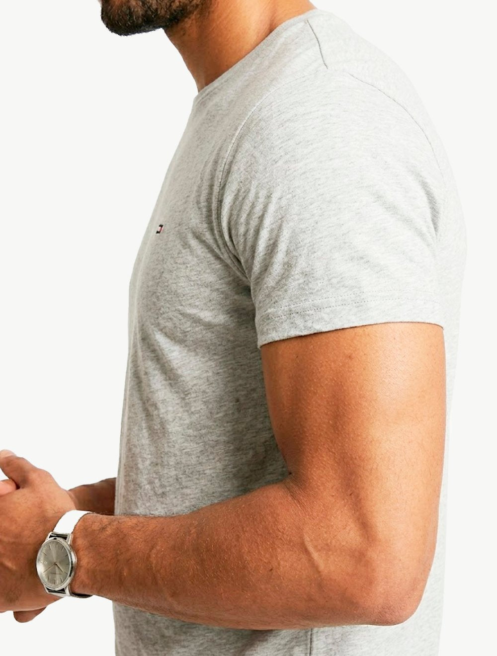 Camiseta Tommy Hilfiger Masculina Essential Cotton Cinza Claro Mescla