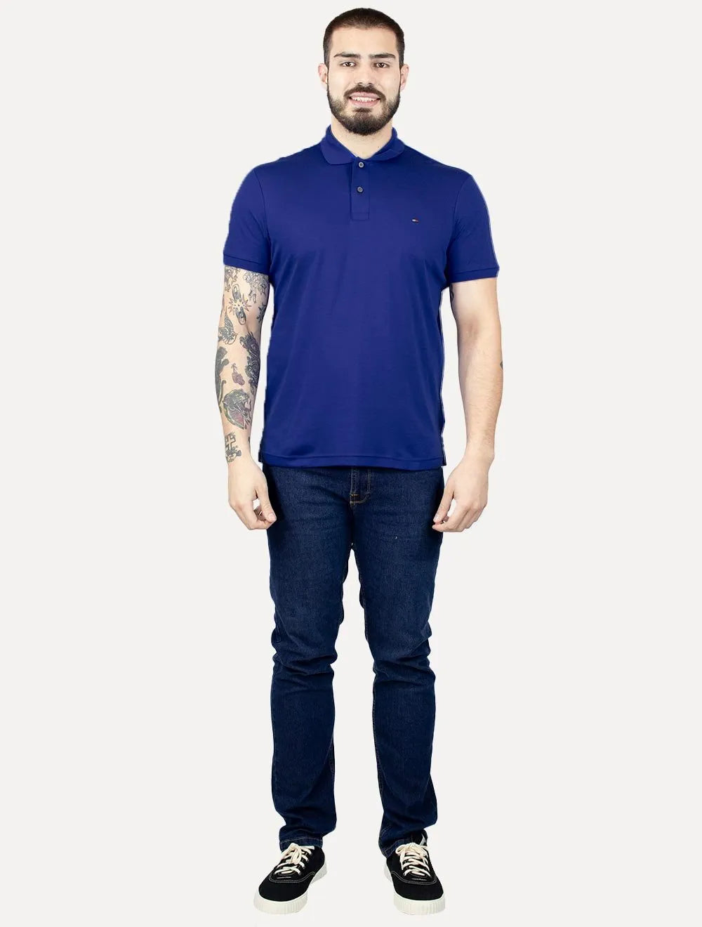Polo Tommy Hilfiger Masculina Malha Liquid Cotton Seasonal Azul Royal