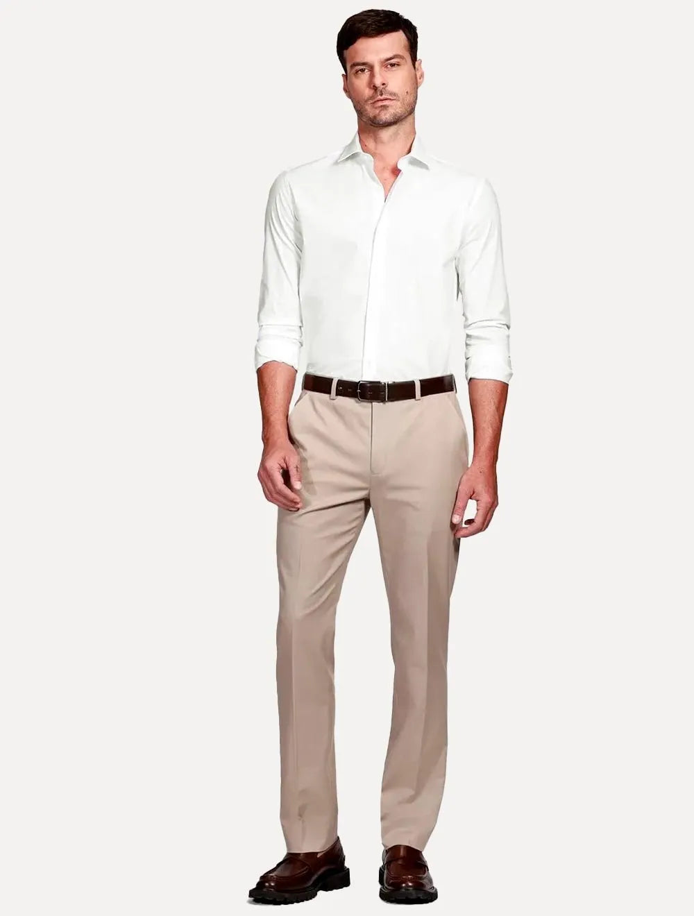 Camisa Aramis Masculina Slim Tricoline Liso Stretch Branca