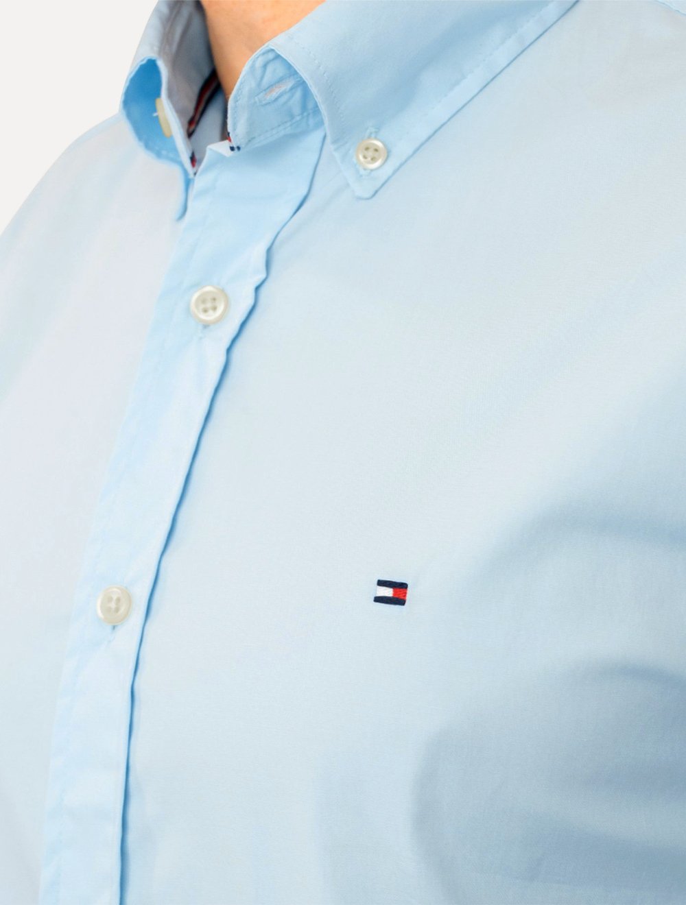 Camisa Tommy Hilfiger Masculina Regular Core Flex Poplin Azul Médio