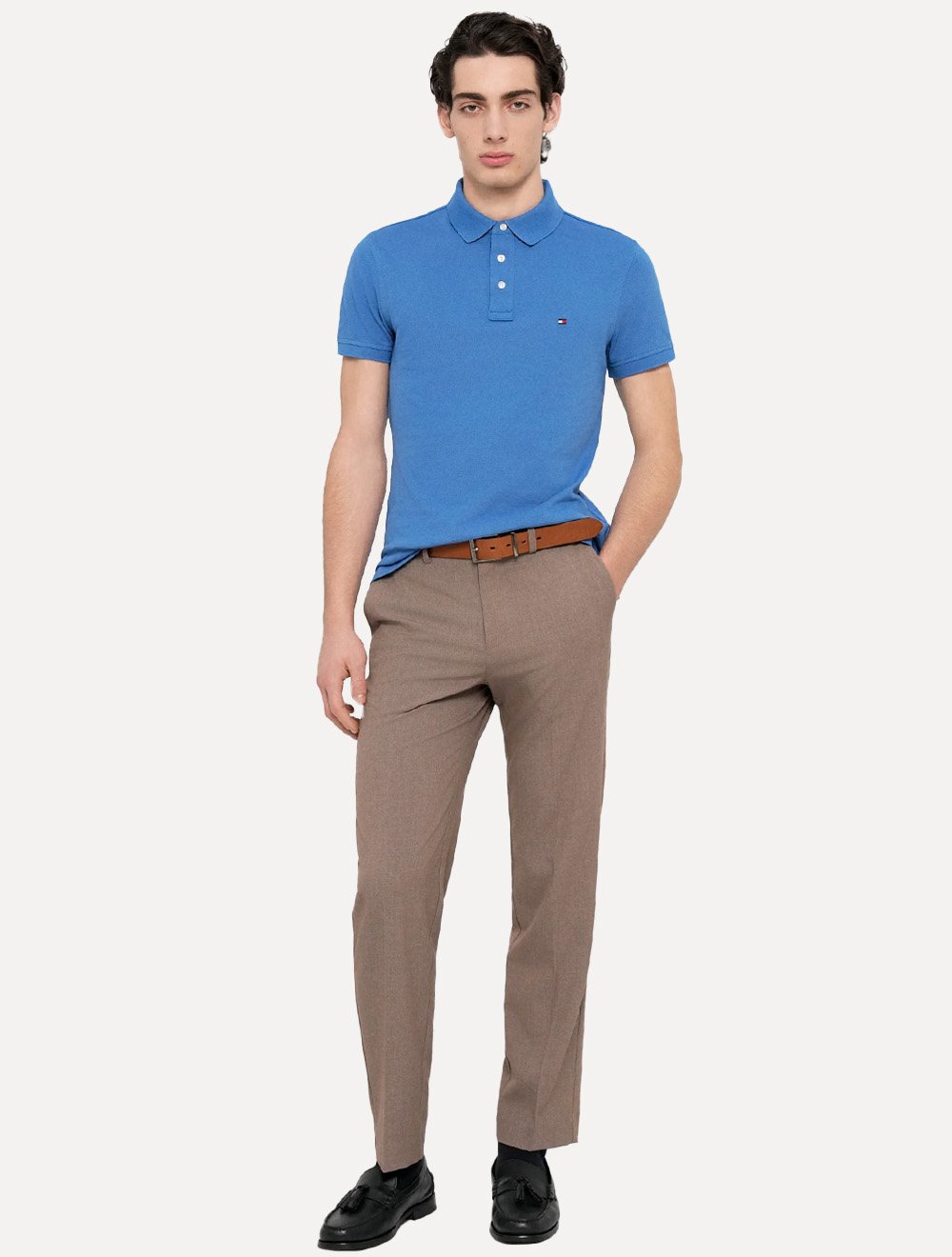 Polo Tommy Hilfiger Masculina Slim Piquet 1985 Orbit Azul
