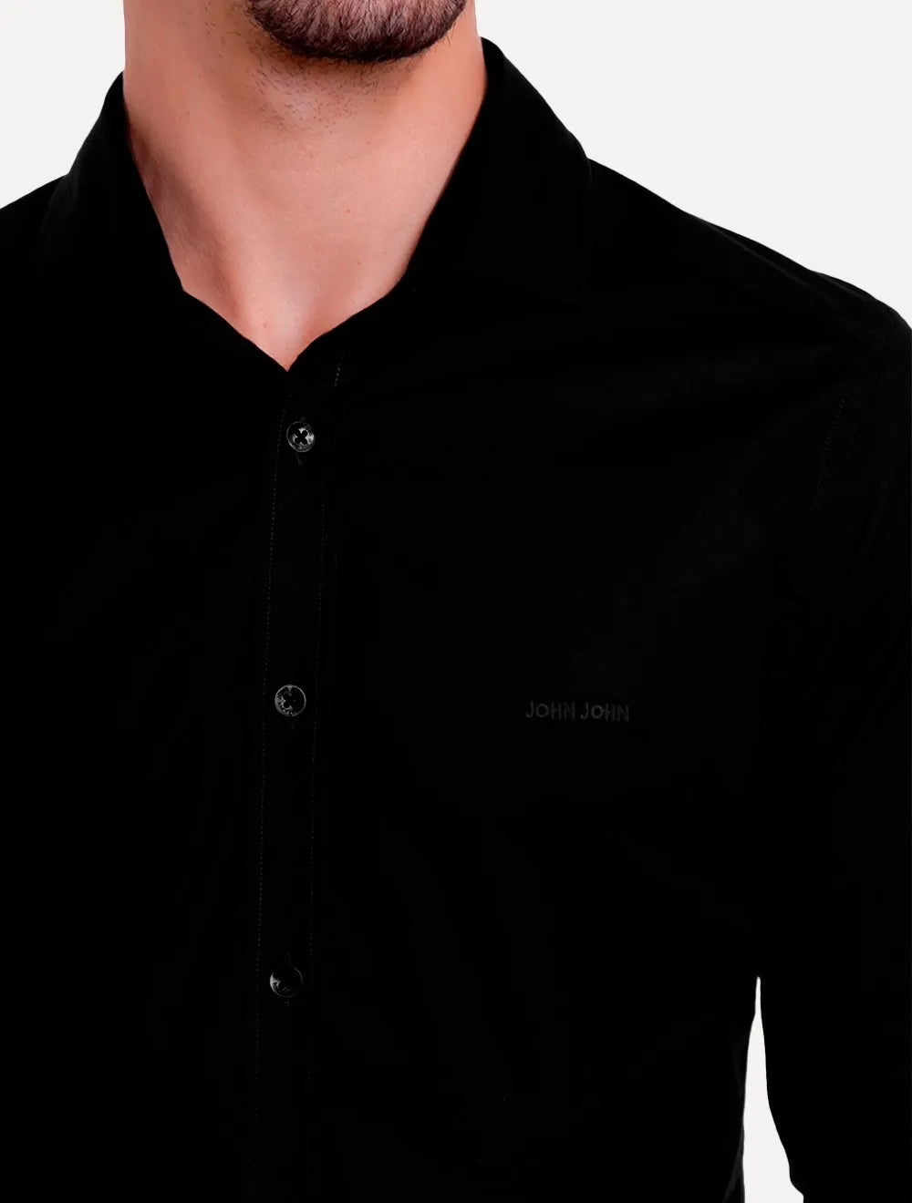 Camisa John John Masculina New Slim Logo Preta