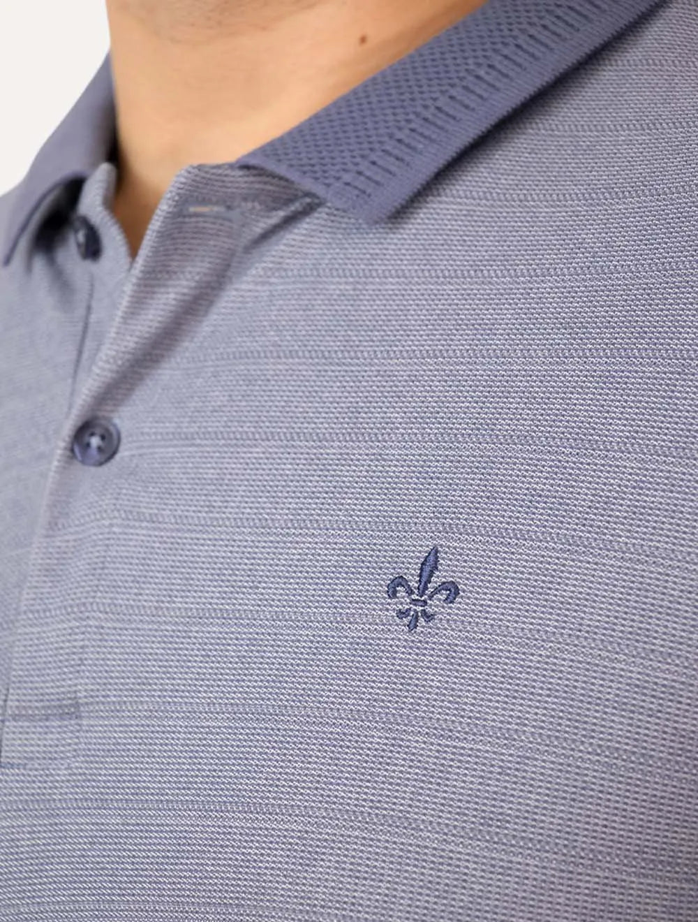 Polo Dudalina Masculina Malha Textura Azul Escuro
