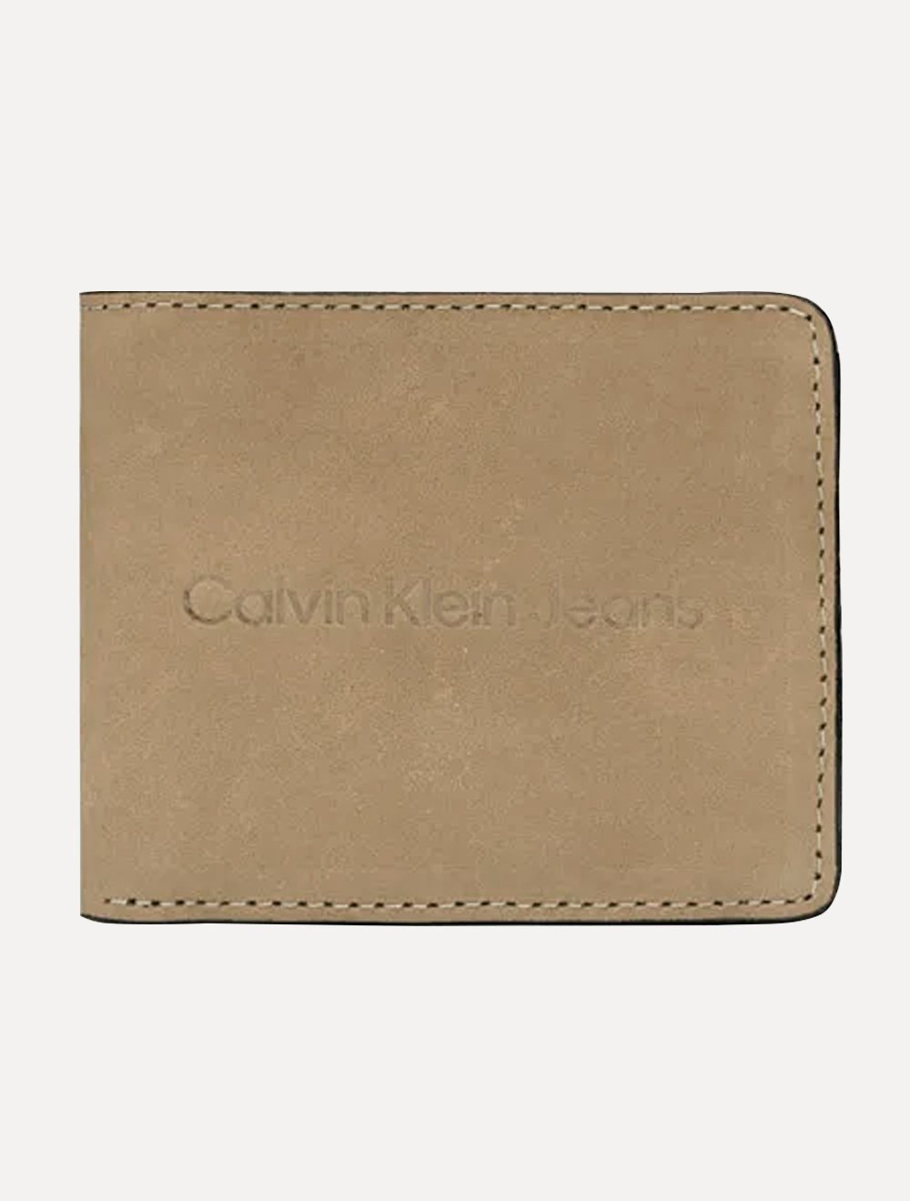 Carteira Calvin Klein Jeans Nobuck Logo Cáqui Claro