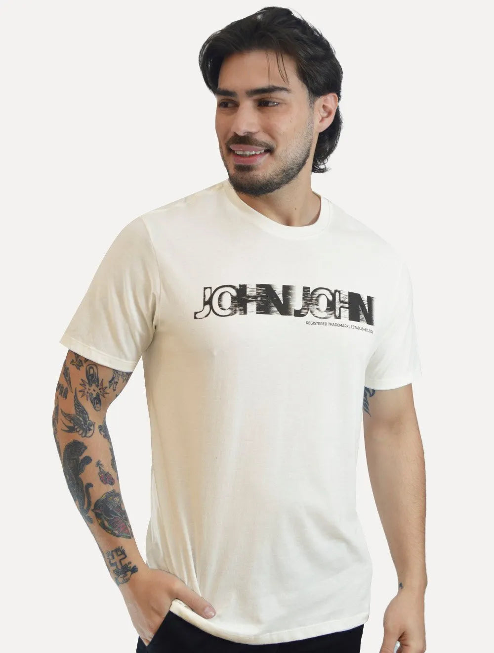 Camiseta John John Masculina Regular Fit Ghost Off White