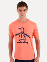 Camiseta Original Penguin Masculina Big Mascot Logo Laranja Coral