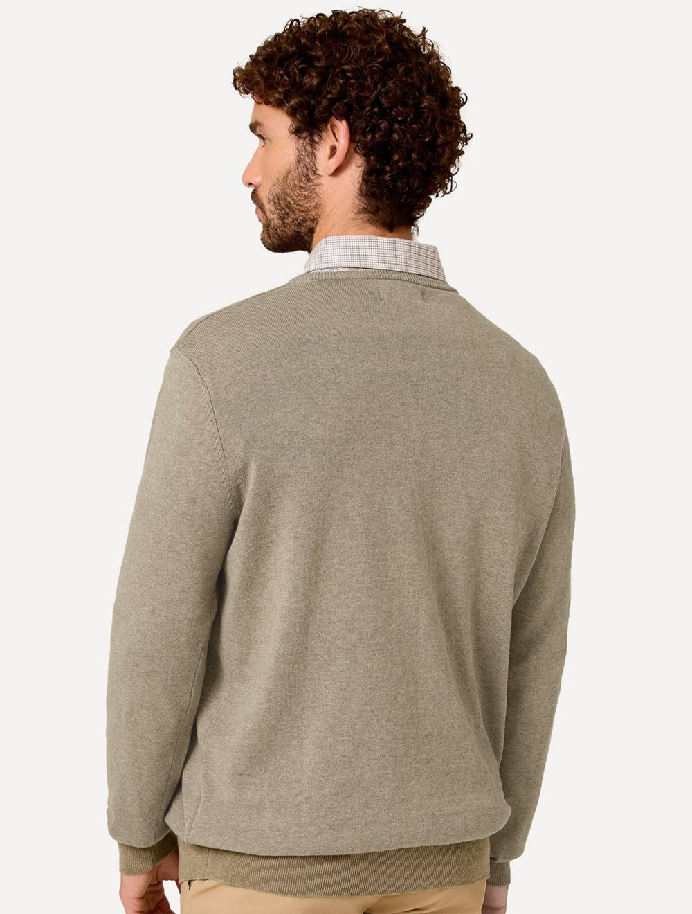 Suéter Dudalina Masculino Tricot Crewneck Básico Cáqui