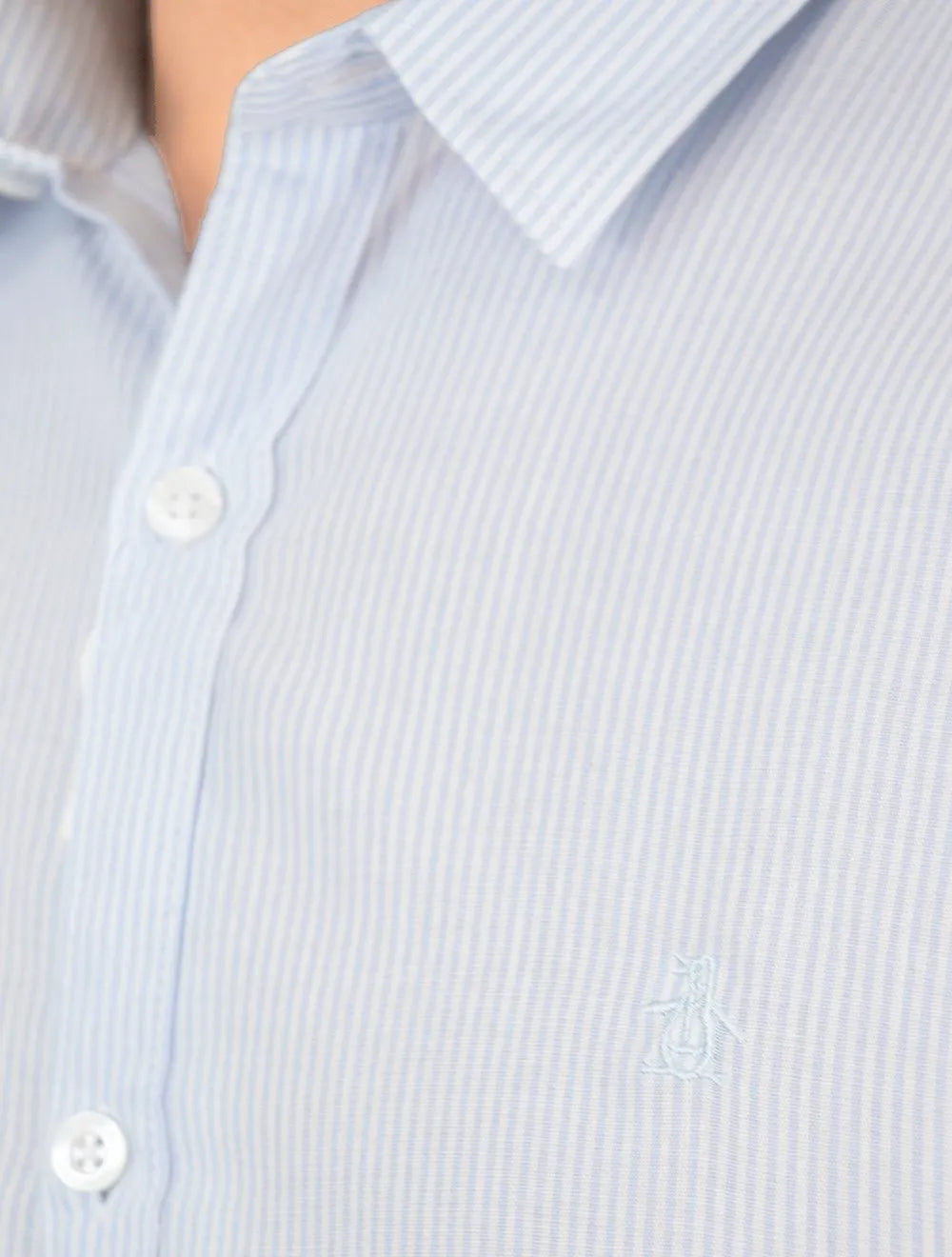 Camisa Original Penguin Masculina Tricoline Fine Stripes Amparo Azul Claro