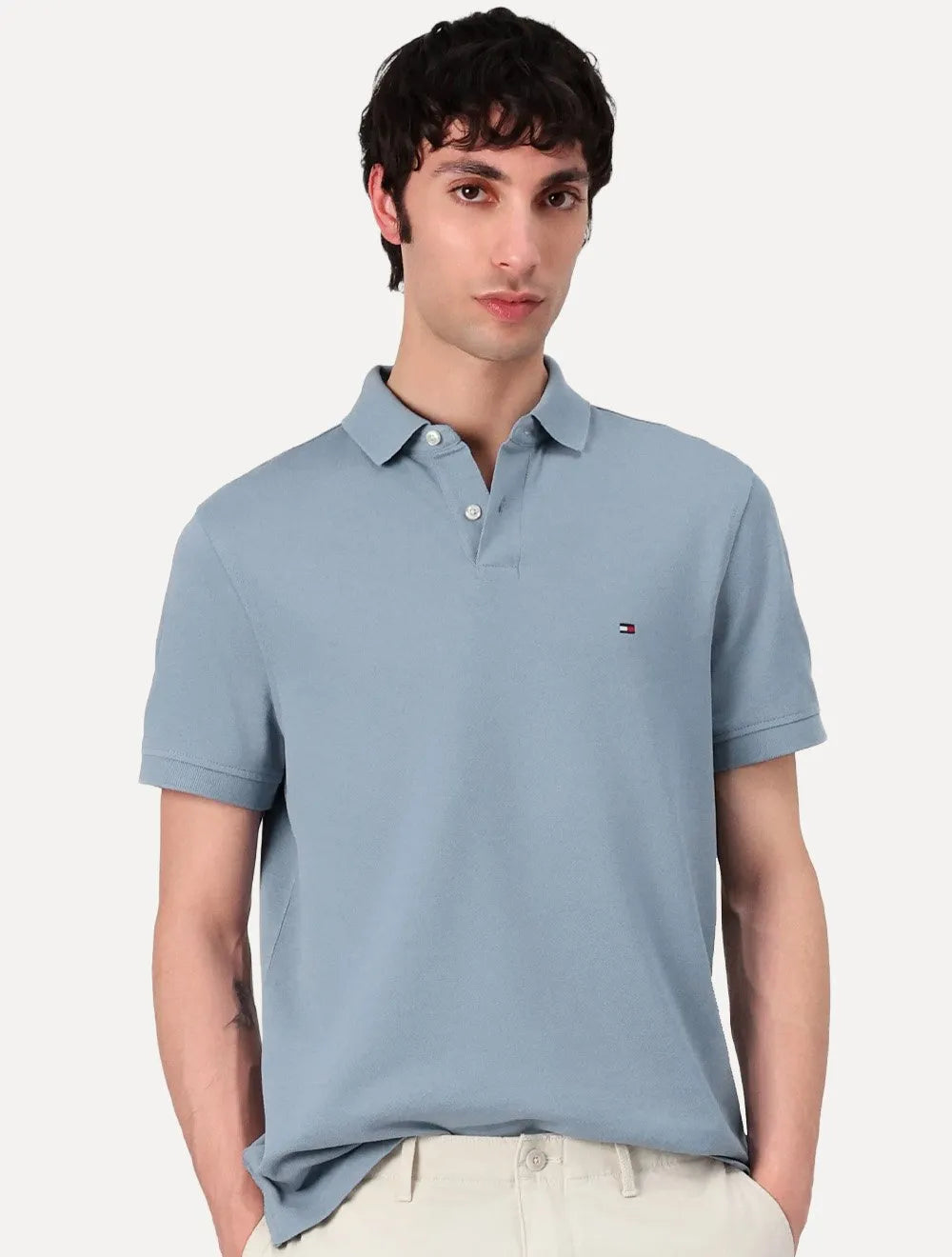Polo Tommy Hilfiger Masculina Regular Piquet 1985 Azul Eclesiástico