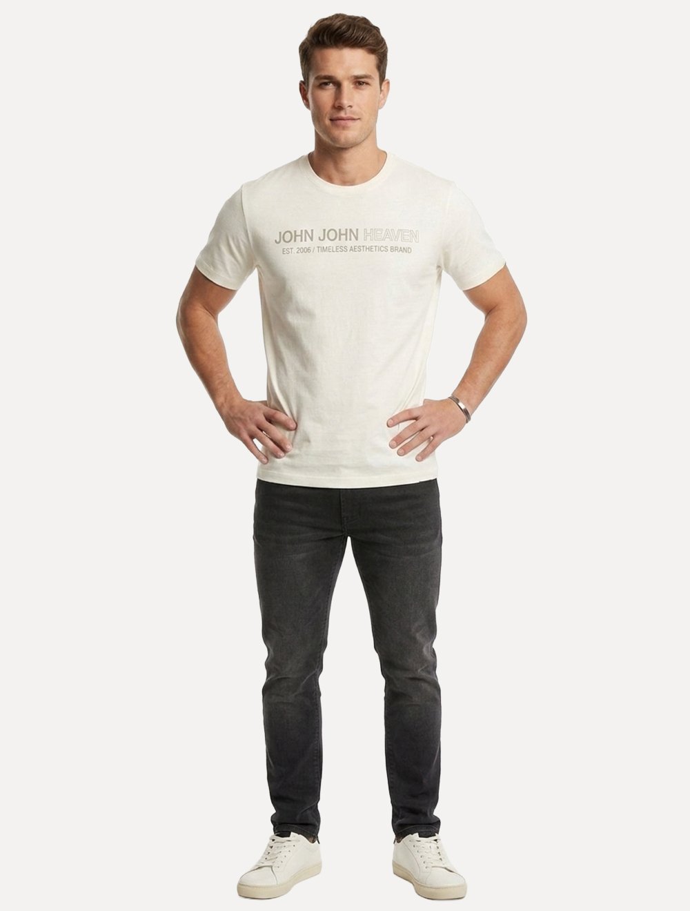 Camiseta John John Masculina Slim Fit United On And Off White