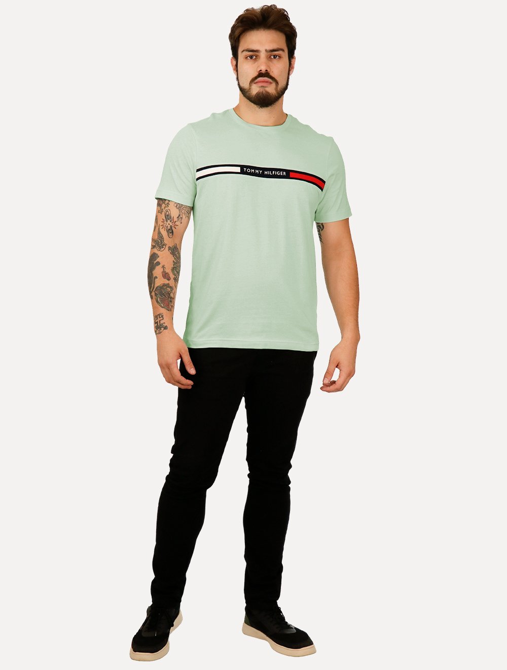 Camiseta Tommy Hilfiger Masculina Chest Insert Logo Verde Claro