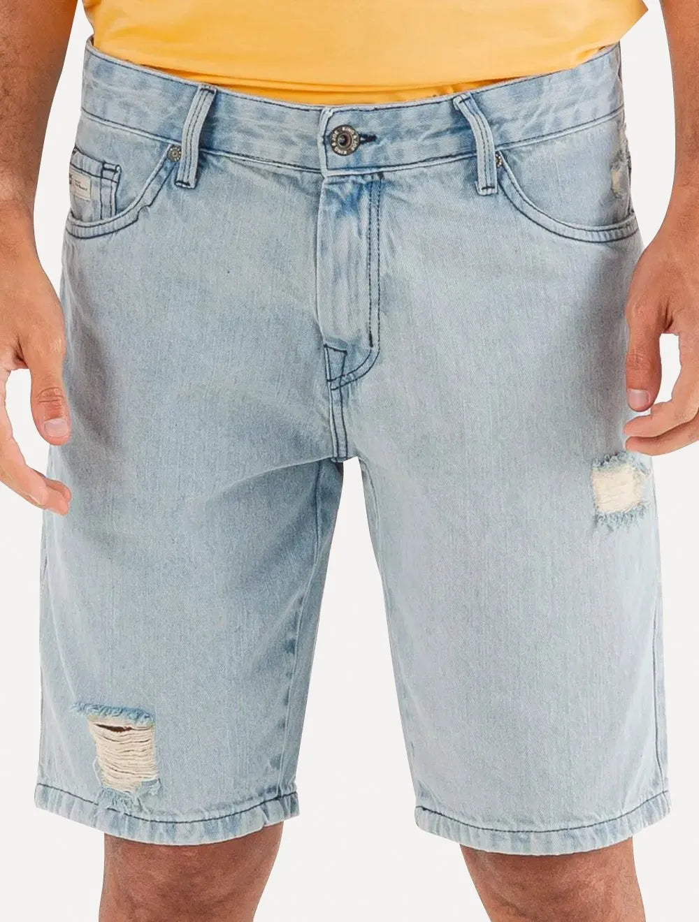 Bermuda King & Joe Jeans Masculina Slim Desgaste Blue Clara