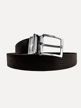 Cinto Aramis Masculino Couro Dupla Face Frisado Marrom Café/Preto