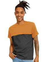 Camiseta Aeropostale Masculina Colorblock Chest Tape Mostarda/Grafite Mescla