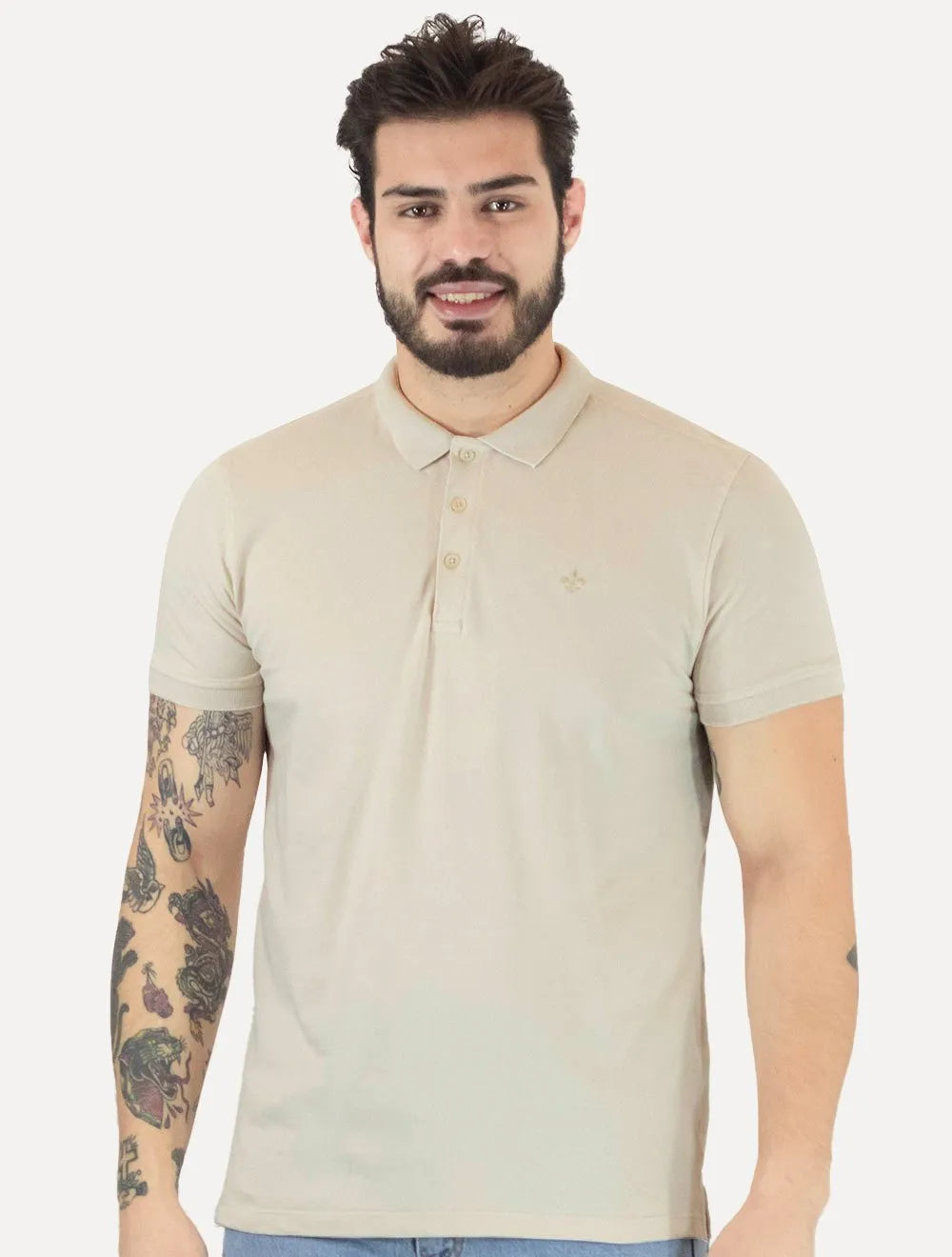 Polo Dudalina Piquet Essentials Cotton Básica Modal Cáqui Claro