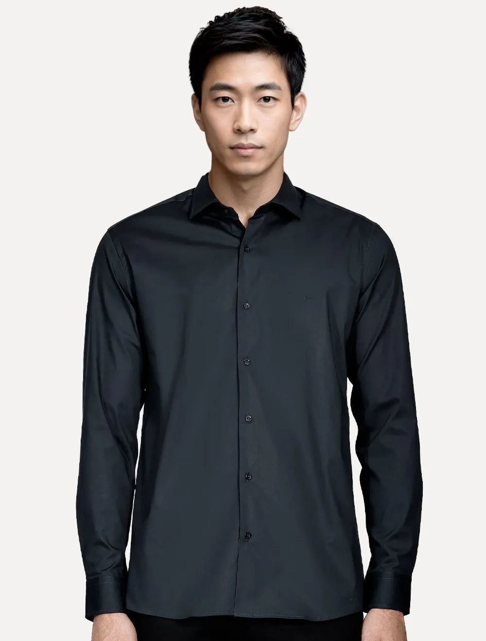 Camisa Aramis Masculina Slim Tricoline Liso Stretch Marinho Escuro