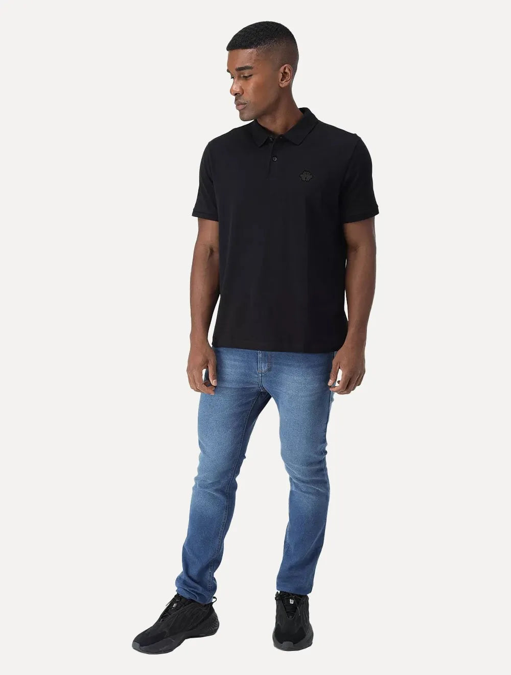 Polo John John Masculina Light Transfer Preta