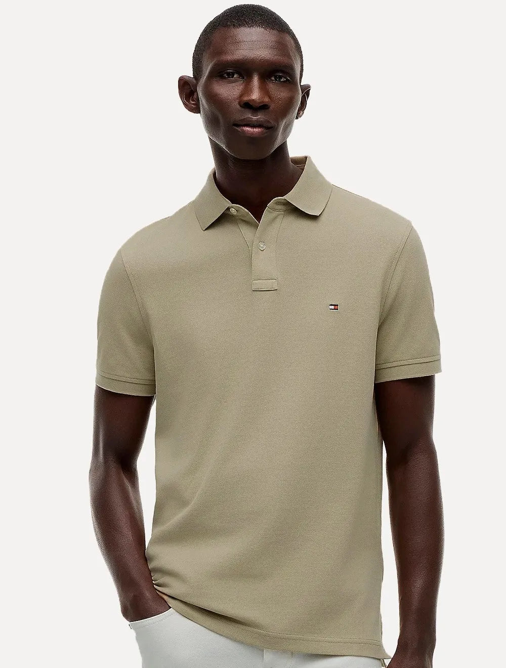 Polo Tommy Hilfiger Masculina Slim Piquet 1985 Cáqui Médio