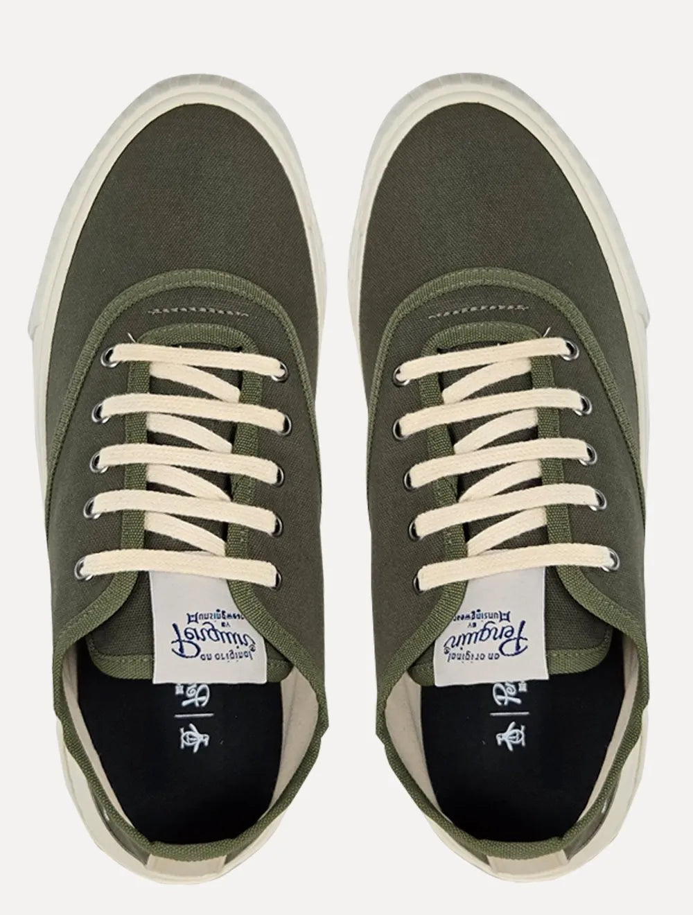 Tênis Original Penguin Masculino Cano Curto Lona Recorte Verde Escuro