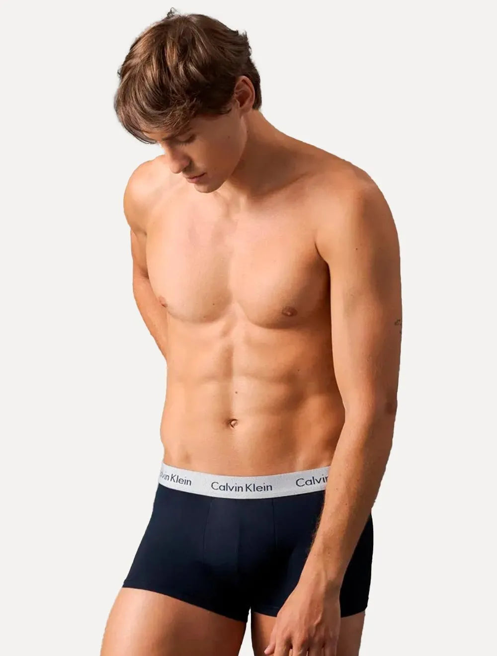 Cueca Calvin Klein Underwear Trunk Modal Logo Mescla Azul Marinho