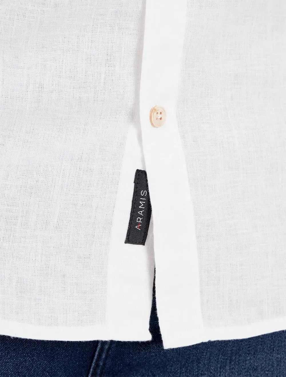 Camisa Aramis Masculina Manga Curta Slim Linho Algodão Branca