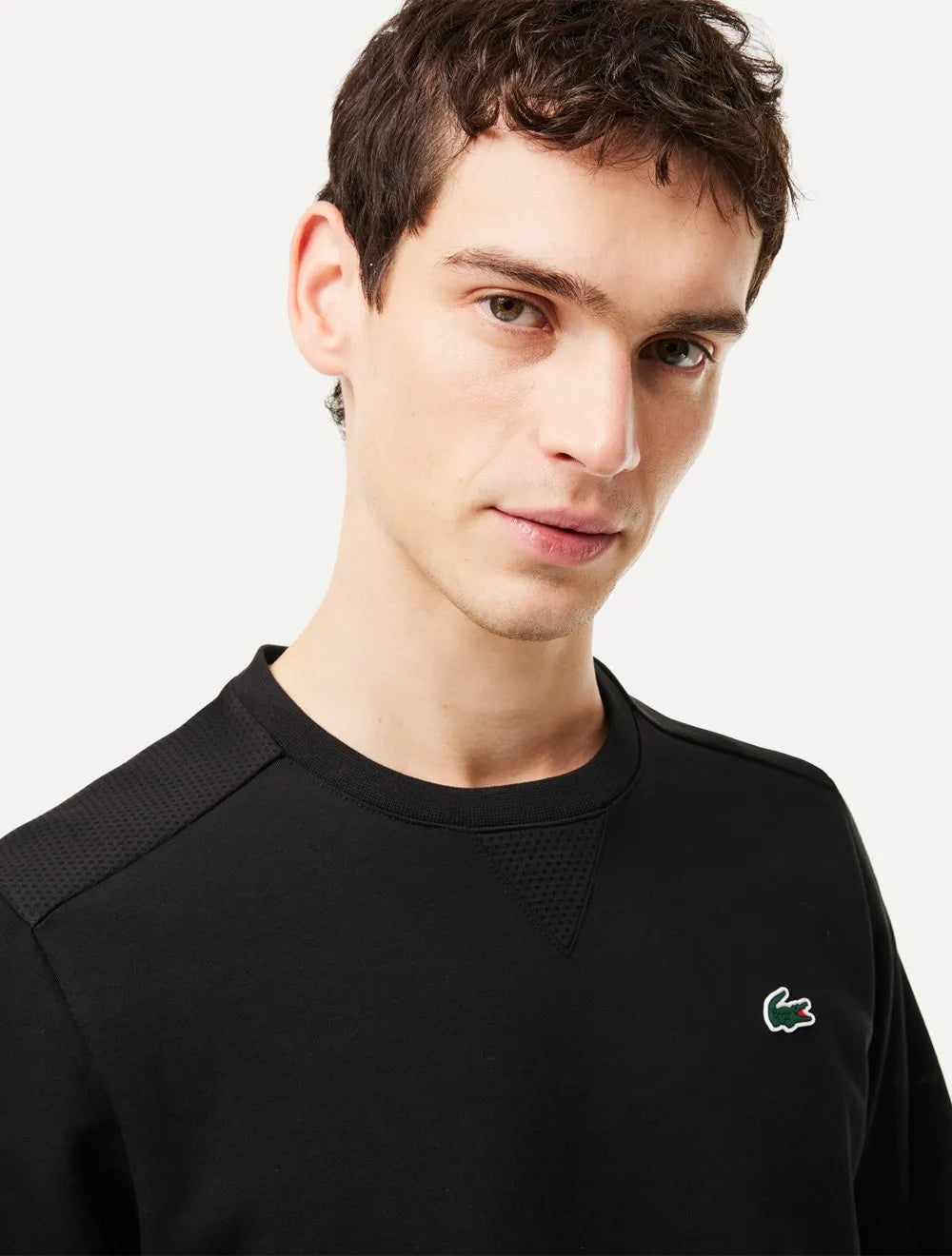 Moletom Lacoste Masculino Crewneck Sport Mesh Panels Preto