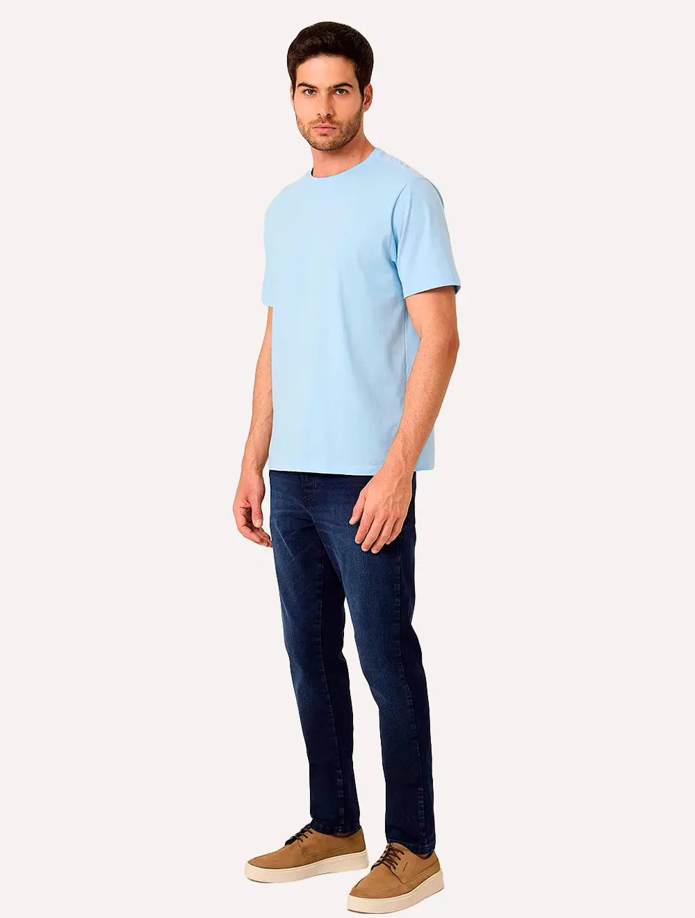 Camiseta Dudalina Masculina Micro Listras Azul Claro