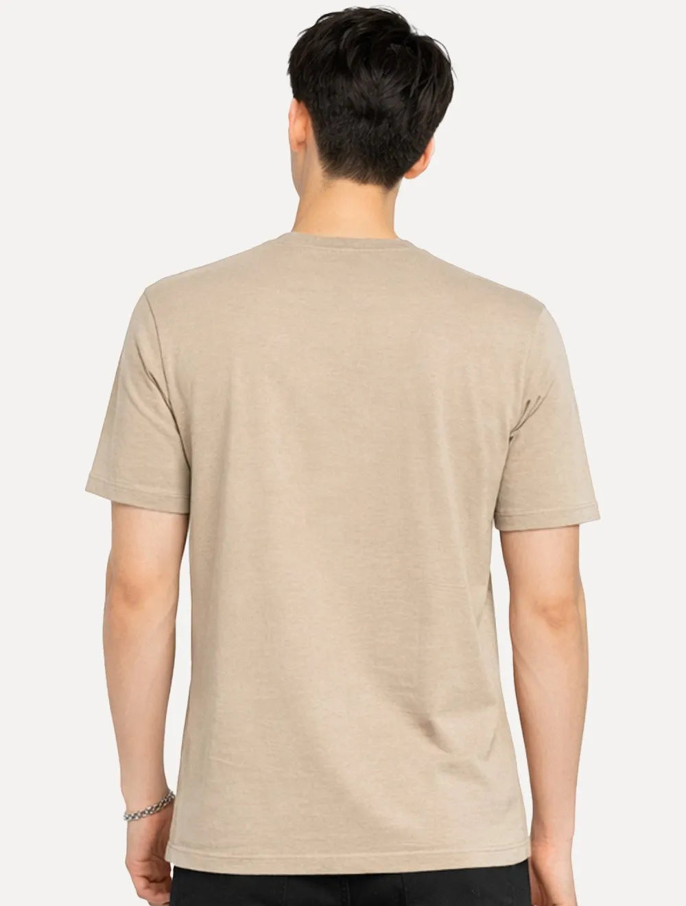 Camiseta Individual Masculina Comfort Estampada Waves Cáqui Medio