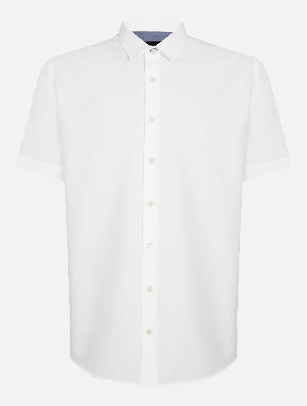 Camisa Dudalina Masculina Manga Curta Comfort Superfine Cotton Mono Logo Lisa Branca