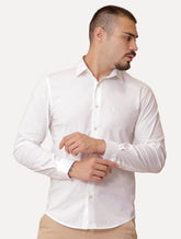 Camisa Ralph Lauren Masculina Slim Office Milano Stretch Off-White