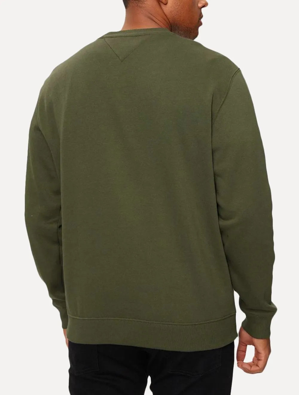 Moletom Tommy Jeans Masculino Fleece Flag Crewneck Verde Militar