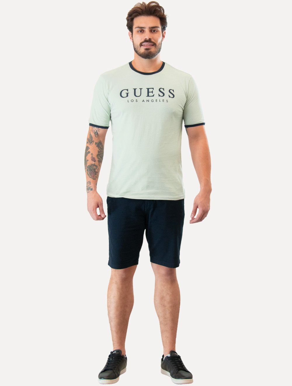 Camiseta Guess Masculina Los Angeles Contrast Verde Claro