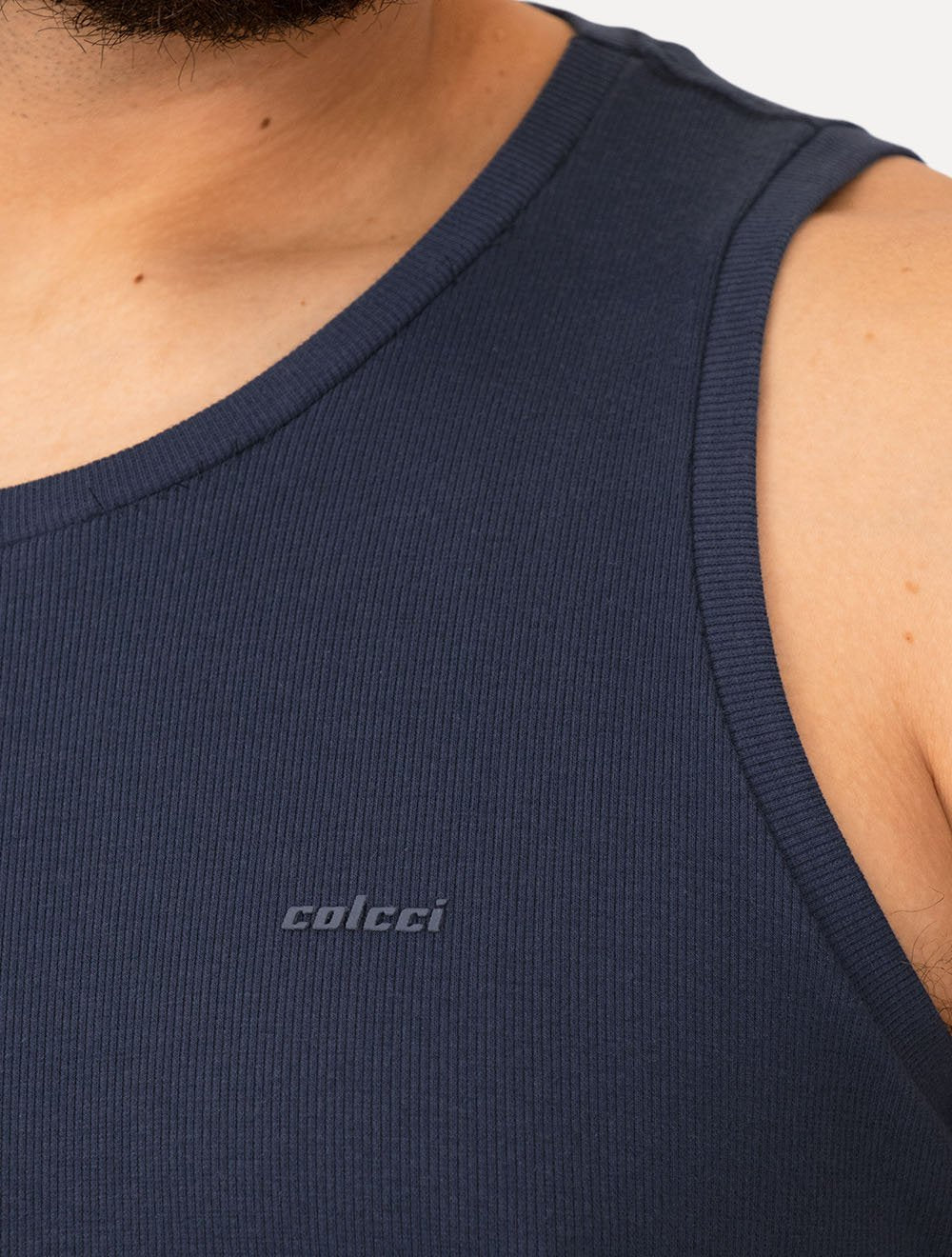 Regata Colcci Masculina Slim Canelada Azul Escuro