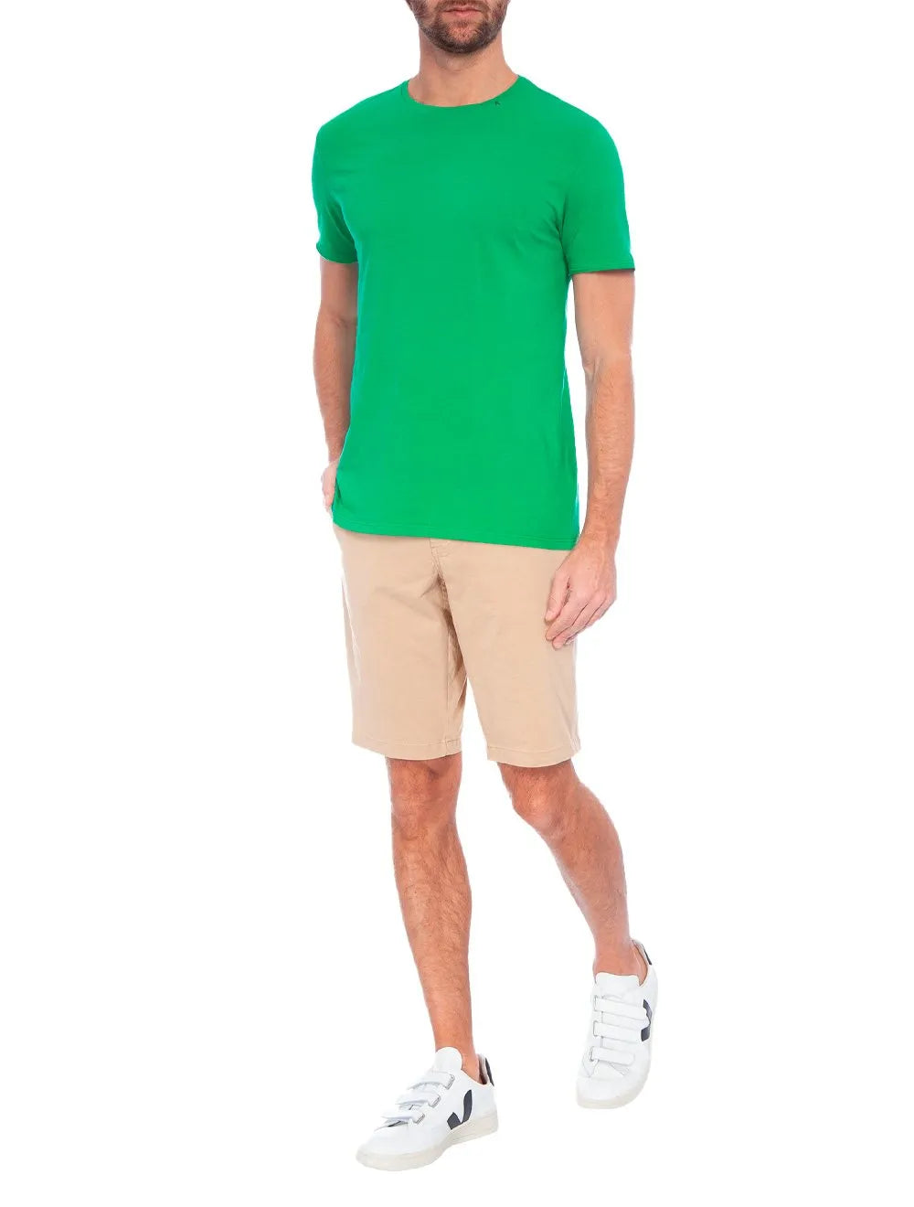 Camiseta Replay Masculina Basic Crewneck Logo Verde