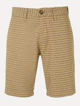 Bermuda Dudalina Masculina Sarja Slim Fio Tinto Listrada Marrom Médio